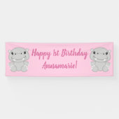 Hippo Birthday Party Pink Banner (Horizontal)