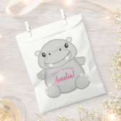 Hippo Birthday Party Pink Geschenktütchen (Ausgeschnitten)