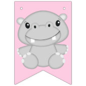 Hippo Birthday Party Pink Wimpelkette (Erste Fahne)