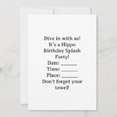 Hippo Birthday Party underwater Einladung (Rückseite)