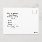 Hippo Birthday Party underwater Postkarte (Rückseite)
