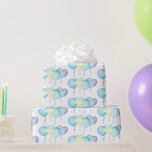 Hippo Birthday Soft Blue Ballon Geschenk Geschenkpapier