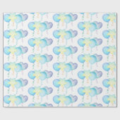 Hippo Birthday Soft Blue Ballon Geschenk Geschenkpapier (Flach)