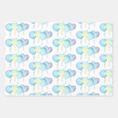 Hippo Birthday Soft Blue Ballon Geschenk Geschenkpapier Set (Vorderseite 3)