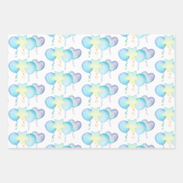 Hippo Birthday Soft Blue Ballon Geschenk Geschenkpapier Set