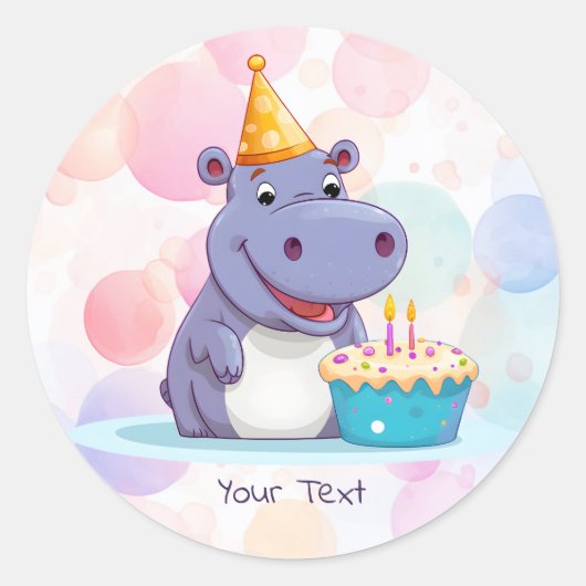 Hippo Birthday Sticker (Vorderseite)
