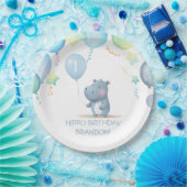 Hippo Birthday weich blaue, einfache Papiertüte Pappteller (Party)