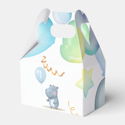 Hippo Birthday Weichblau Geschenkschachtel (Vorderseite)