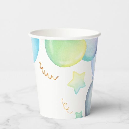 Hippo Birthday Weichblau Pappbecher (Rückseite)