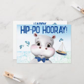 Hippo Blau Fisch Junge Geburtstag Karte (Vorderseite/Rückseite Beispiel)