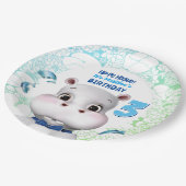 Hippo Blau Fisch Junge Geburtstag Pappteller (Schrägansicht)