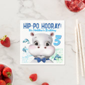 Hippo Blau Fisch Junge Geburtstag Serviette (Beispiel)