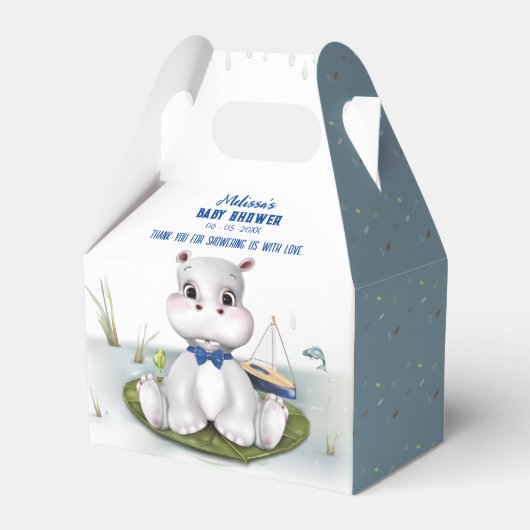Hippo Blue Baby Dusche Geschenkschachtel (Vorderseite)