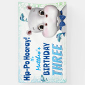 Hippo Blue Fish Boy Geburtstag Banner (Vertikal)