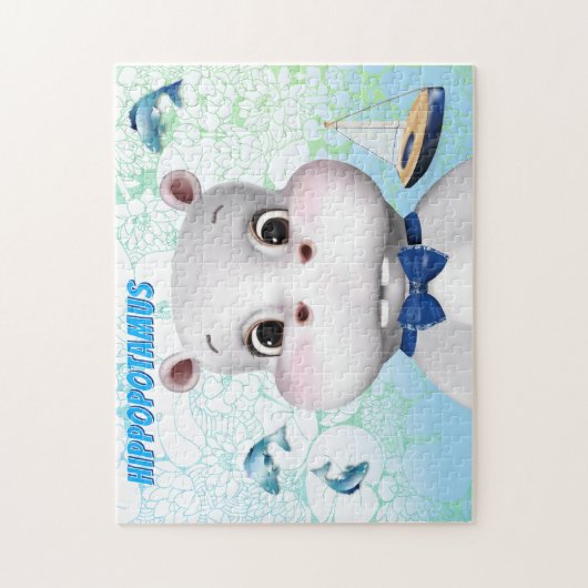 Hippo Blue Fish Kinder Puzzle (Vertikal)
