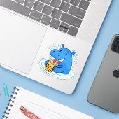 Hippo Boba Aufkleber (Laptop mit iPhone)