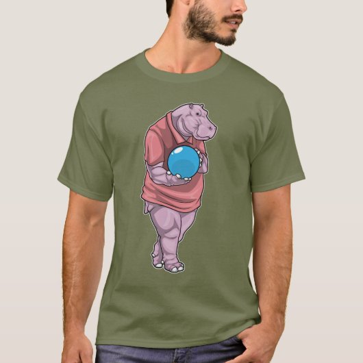Hippo Bowling Bowling Ball T-Shirt (Vorderseite)