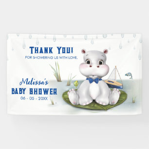 Hippo Boy Baby Dusche Banner