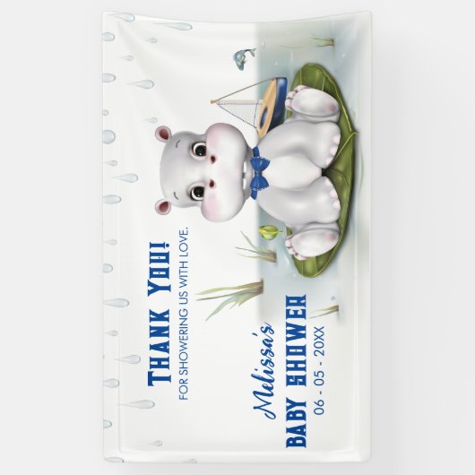 Hippo Boy Baby Dusche Banner (Vertikal)