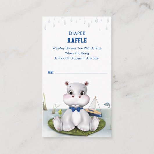 Hippo Boy Baby Dusche Begleitkarte (Vorderseite)