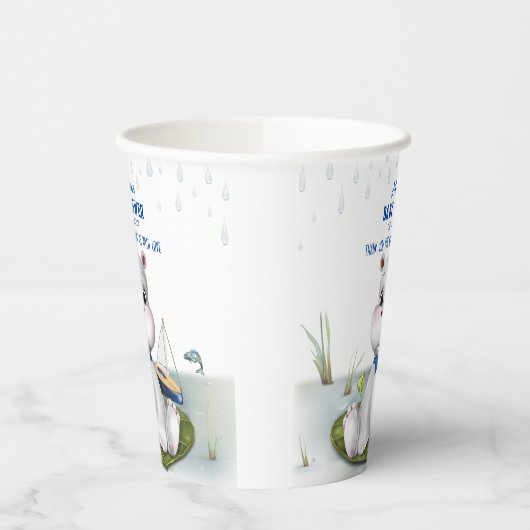 Hippo Boy Baby Dusche Pappbecher (Links)