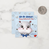 Hippo Boy Blue Klassenzimmer Valentinstag Mitteilungskarte (Vorderseite/Rückseite Beispiel)