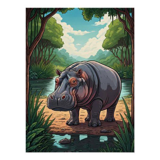 Hippo by the Riverside Poster (Vorderseite)