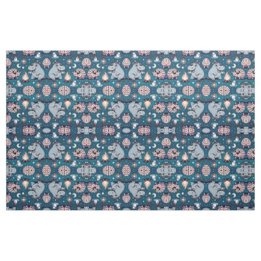 Hippo Camp Us Stoff (Fat Quarter (45,7 x 55,9 cm))