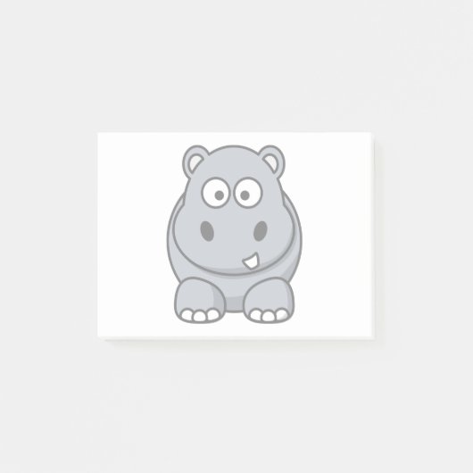 Hippo Cartoon Art Post-it Klebezettel (Vorderseite)