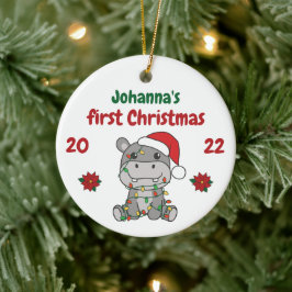 Hippo Christmas Babys erste Weihnachten Keramik Ornament