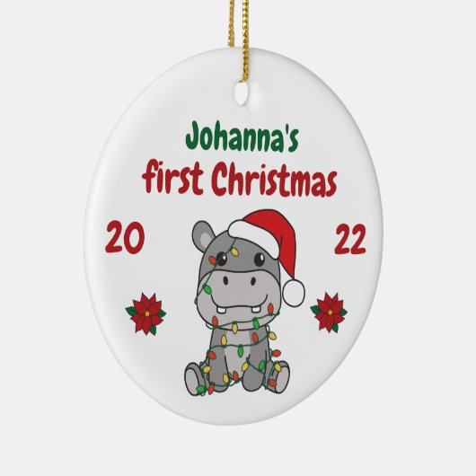 Hippo Christmas Babys erste Weihnachten Keramik Ornament (Rechts)