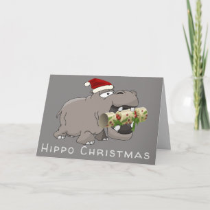 Hippo Christmas Crackers Feiertagskarte