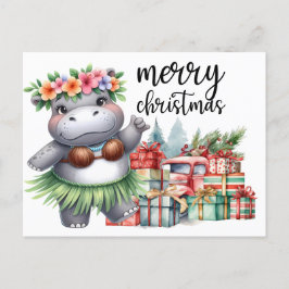 Hippo Christmas Themed für Tierliebhaber Feiertagspostkarte