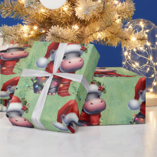 Hippo Christmas Themed für Tierliebhaber Geschenkpapier