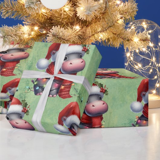 Hippo Christmas Themed für Tierliebhaber Geschenkpapier (Feiertage)