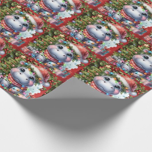 Hippo Christmas Themed für Tierliebhaber Geschenkpapier (Ecke)