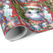 Hippo Christmas Themed für Tierliebhaber Geschenkpapier (Rolleneckpunkt)