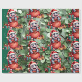 Hippo Christmas Themed für Tierliebhaber Geschenkpapier (Flach)