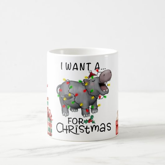 Hippo Christmas Themed für Tierliebhaber Kaffeetasse (Mittel)