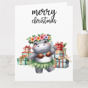 Hippo Christmas Themed für Tierliebhaber Karte