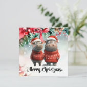 Hippo Christmas Themed für Tierliebhaber Karte (Stehend Vorderseite)