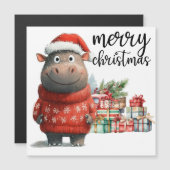 Hippo Christmas Themed für Tierliebhaber Magnetkarte (Vorne/Hinten)
