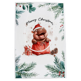 Hippo Christmas Themed für Tierliebhaber Mittlere Geschenktüte
