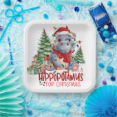 Hippo Christmas Themed für Tierliebhaber Pappteller (Party)