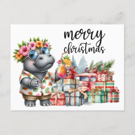 Hippo Christmas Themed für Tierliebhaber Postkarte