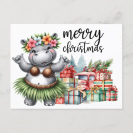 Hippo Christmas Themed für Tierliebhaber Postkarte