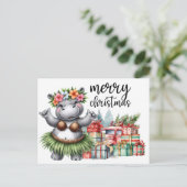 Hippo Christmas Themed für Tierliebhaber Postkarte (Stehend Vorderseite)
