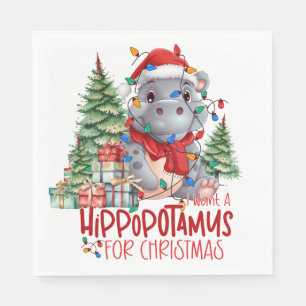 Hippo Christmas Themed für Tierliebhaber Serviette