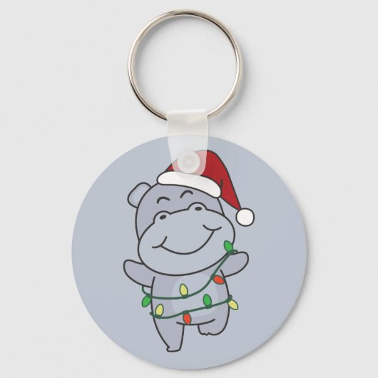 Hippo Christmas Winter Animals Hippos Schlüsselanh Schlüsselanhänger (Vorderseite)