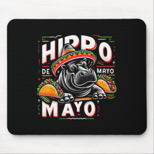 Hippo Cinco De Mayo Funny Mexico Hippopotamus Funn Mousepad